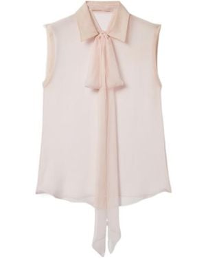 Gucci Silk Chiffon Sleeveless Shirt - White