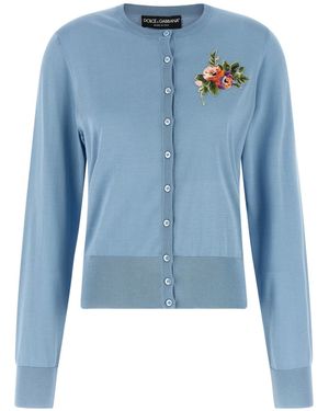 Dolce & Gabbana Floral Embroidered Cardigan - Blue