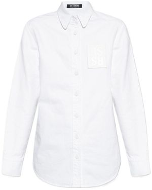 Raf Simons Logo-Patch Long-Sleeve Shirt - White