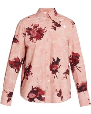 Erdem Rose-Print Long-Sleeve Shirt - Pink