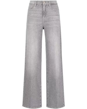 7 For All Mankind Denim Trousers Wide Leg Belt Loops Five Pockets - Grey