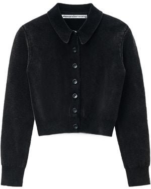 Alexander Wang Cropped Polo Cardigan - Black
