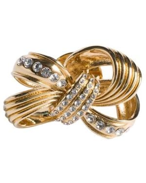 Miu Miu Metal Brooch With Crystals - Metallic