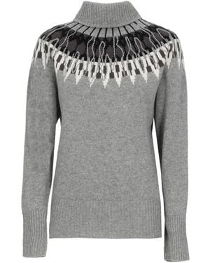 Fabiana Filippi Jacquard Turtleneck Jumper - Grey