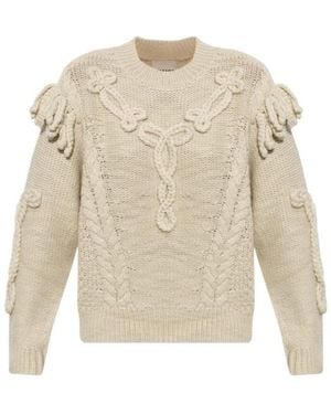Isabel Marant Crewneck Fringed Jumper - White