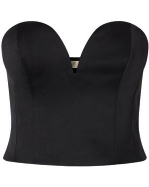 Ulla Johnson Cropped Bustier Duchesse-Satin Top - Black