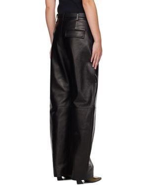 Bottega Veneta Leather Rounded Leg Trousers - Black