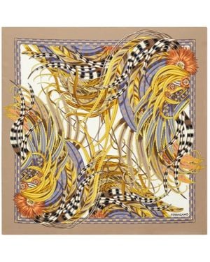 Ferragamo Ferragamo Rooster Print Scarf - Metallic
