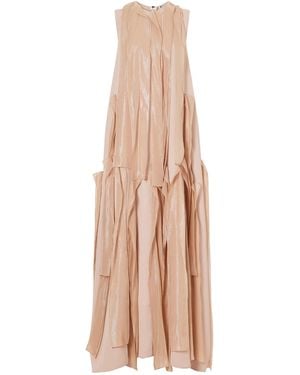Maticevski Beseech Draped Pleated Crepe And Satin Gown - Natural
