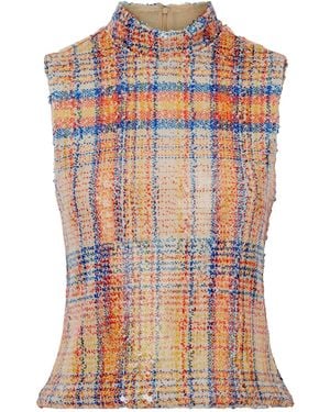 Brandon Maxwell Sequined Mesh Turtleneck Top - Multicolour