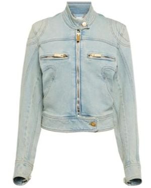 Blumarine Front Zip-Up Denim Jacket - Blue