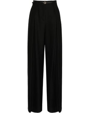 Max Mara Wide-Leg Wool Twill Trousers - Black