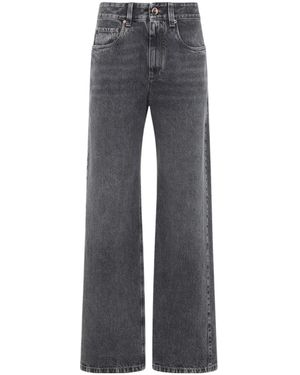 Brunello Cucinelli Mid-Rise Wide-Leg Jeans - Grey