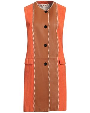Marni Color-Block Suede Sleeveless Coat - Orange
