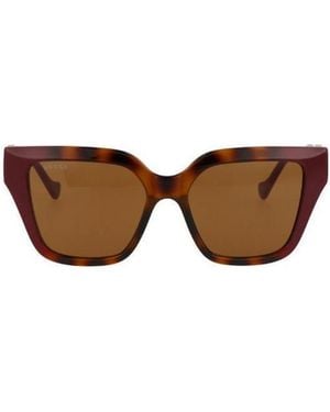 Gucci Eyewear Square Frame Chain-Linked Sunglasses - Brown