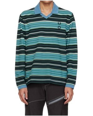 Craig Green X Fred Perry Collaboration Printed Long-Sleeve Polo Shirt - Blue