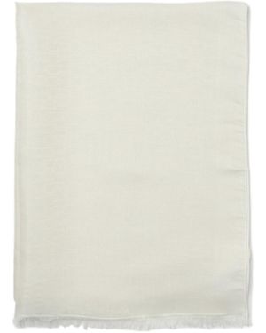 Emporio Armani Fringed Modal-Wool Blend Scarf - White