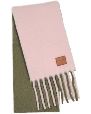 Loewe Colour-Blocked Brushed Alpaca-Blend Scarf - Pink