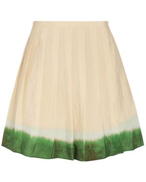 Vince Dip-Dye Pleated Woven Mini Skirt - Green