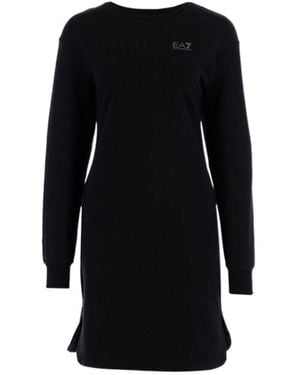 EA7 Round Neck Long-Sleeved Dress - Black