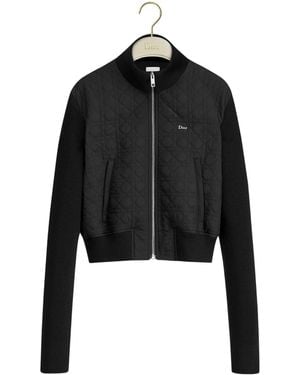 Dior Zipped Cropped Macrocannage Jacket - Black