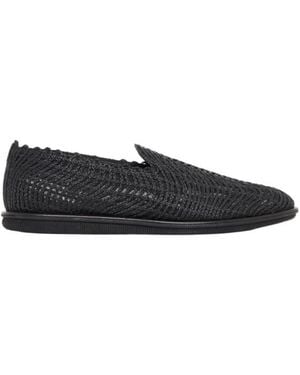 Giorgio Armani Cornely-Embroidery Loafers - Black