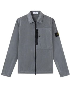 Stone Island Logo-Patch Zip-Up Jacket - Grey