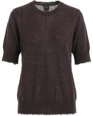 Pinko Frayed Edges Short-Sleeved T-Shirt - Black