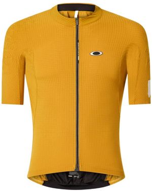 Oakley Gridskin Pinstripe Ss Textured Zip Jersey - Yellow