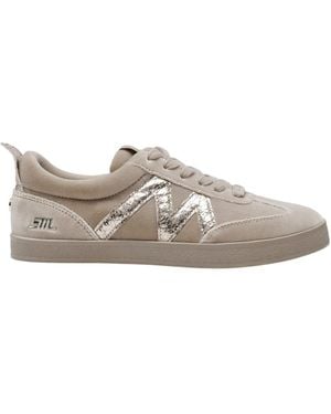Steve Madden Spliced Leather Panel Trainers - Grey