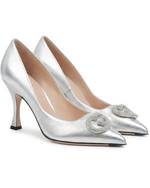 Gucci Pump With Crystal Interlocking G - White