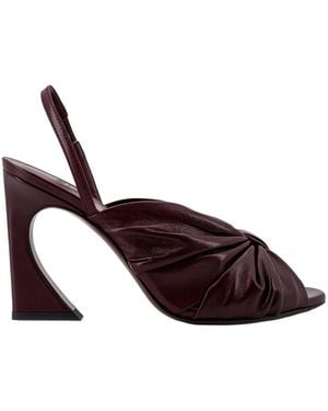 Fendi Gathered Detail Slingback Sandals - Brown
