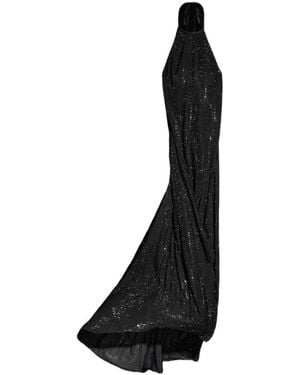 Gucci Embroidered Silk Stretch Chiffon Long Dress - Black