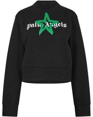 Palm Angels Mockneck Cropped Sweatshirt - Black