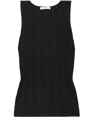 Vince Sleeveless Crinkled-Finish Tank Top - Black