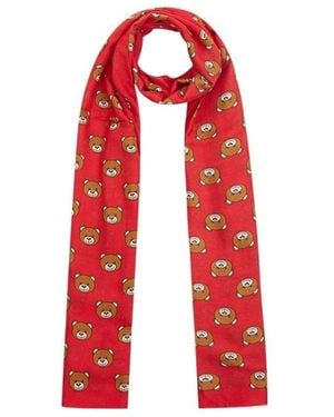 Moschino Logo Details Scarf - Red