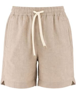 Eleventy Drawstring Elastic-Waist Shorts - Natural