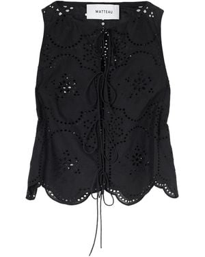 Matteau Scalloped Broderie Anglaise Cotton Top - Black