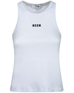 MSGM Logo Knitted Tank Top - Blue