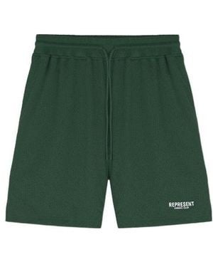 Represent Logo-Print Drawstring Running Shorts - Green