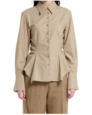 Marella Long-Sleeve Button-Up Shirt - Natural