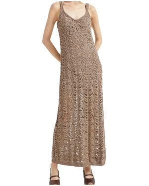 Brunello Cucinelli Lace-Patterned Dress - Brown