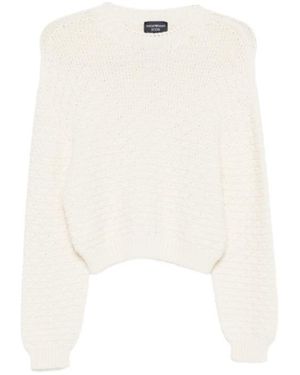 Emporio Armani Textured Knitted Jumper - White