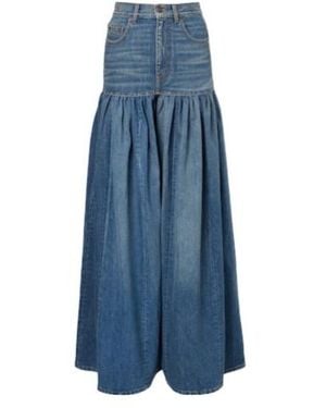 Chloé Pleated Wide-Leg Jeans - Blue