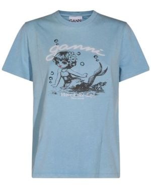 Ganni Mermaid Crewneck T-Shirt - Blue