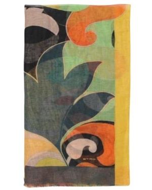 Etro Printed Cotton Blend Scarf - Gray