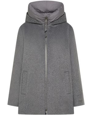 Seventy Hooded Nylon-Trim Short Coat - Grey