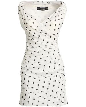 Jacquemus Polka Dot Sleeveless Dress - White