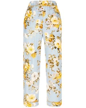 Jucca Floral Straight-Leg Pants - White