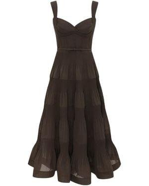 Zimmermann Pleated Draped Midi Dress - Brown